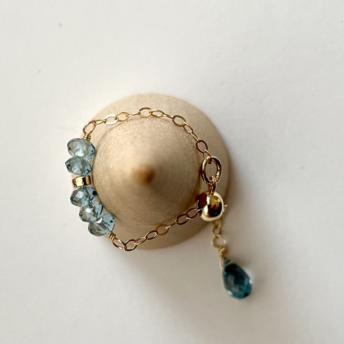 14kgf 天然石 ロンドンブルートパーズ チェーンリング 指輪 14kgf 天然石 ロンドンブルートパーズ チェーンリング 指輪 14kgf