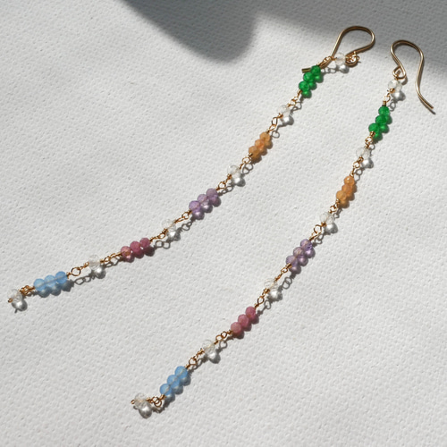 楽天市場】【再入荷】クリスタル ガーネット ロングピアス 14KGF