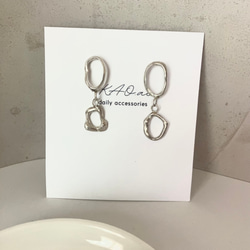 silver 950 揺れる　double melt motif  ピアス　シルバー　アレルギー対応　イヤリング変更 2枚目の画像
