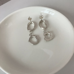 silver 950 揺れる　double melt motif  ピアス　シルバー　アレルギー対応　イヤリング変更 6枚目の画像
