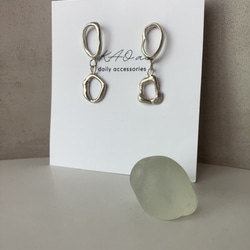 silver 950 揺れる　double melt motif  ピアス　シルバー　アレルギー対応　イヤリング変更 7枚目の画像