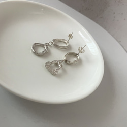 silver 950 揺れる　double melt motif  ピアス　シルバー　アレルギー対応　イヤリング変更 5枚目の画像
