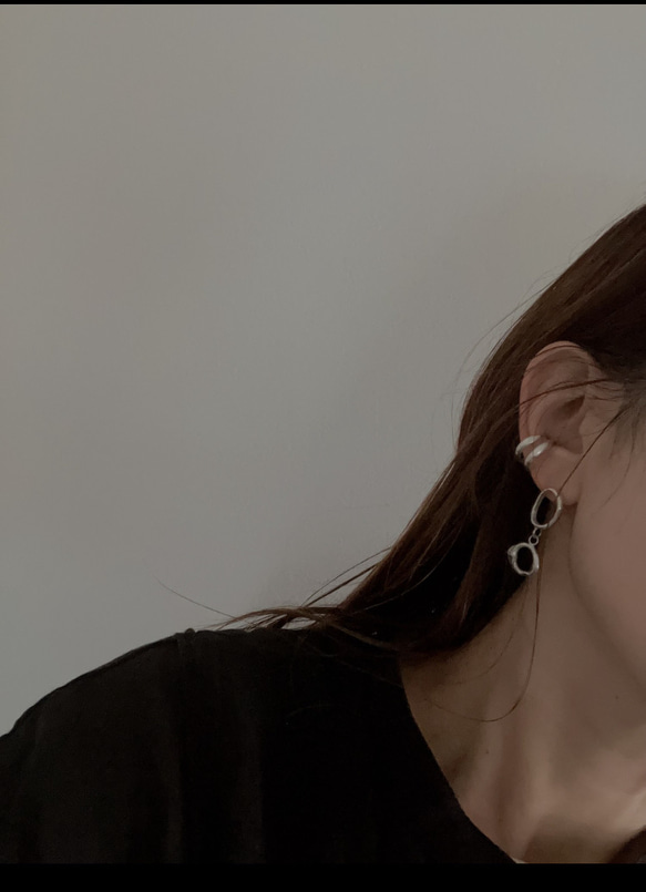 silver 950 揺れる　double melt motif  ピアス　シルバー　アレルギー対応　イヤリング変更 8枚目の画像