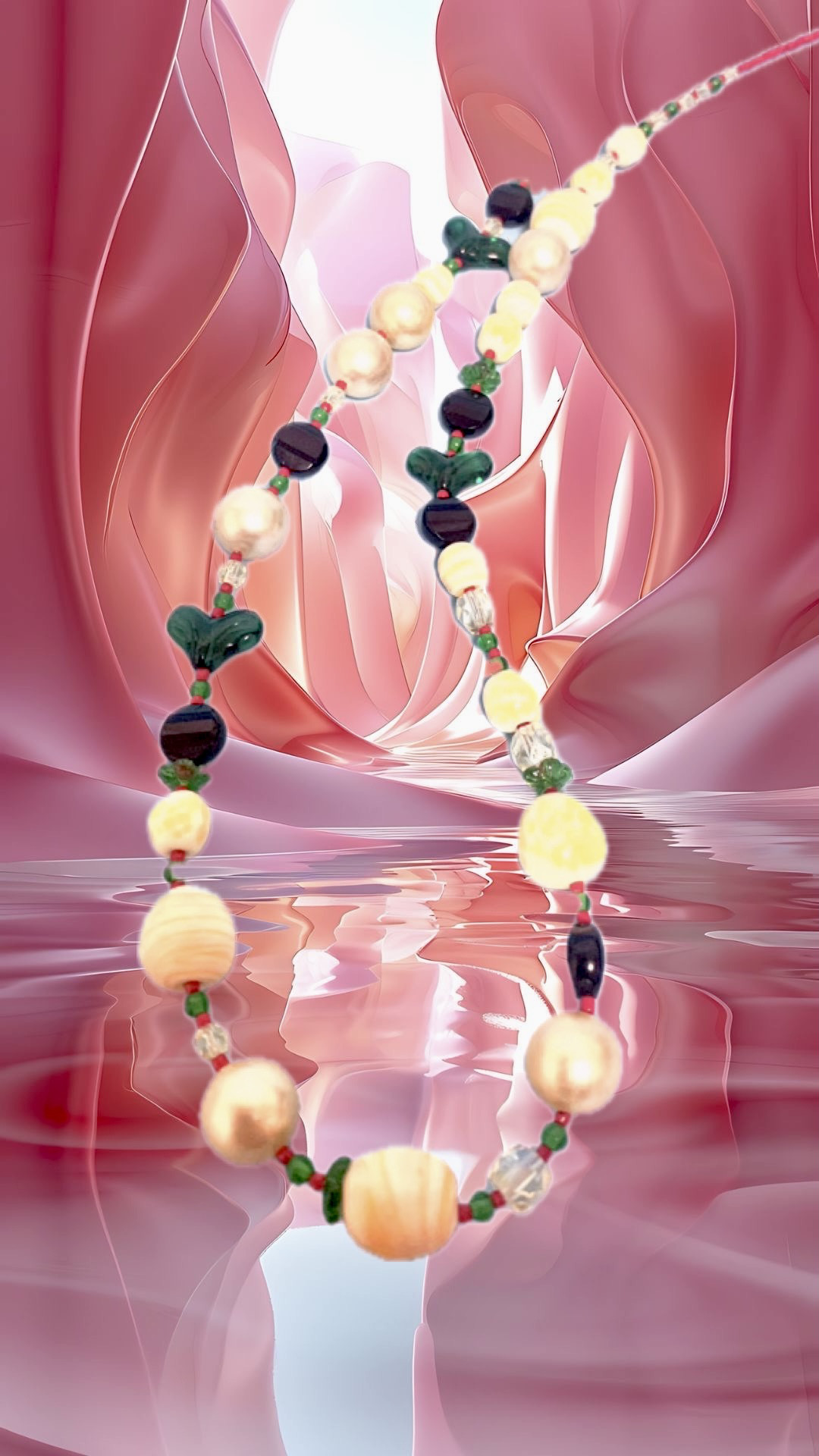 ハートビーズロングネックレス