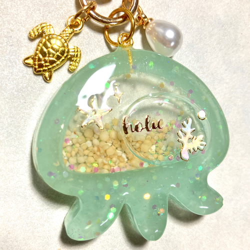 クラゲ シェイカーキーホルダー 星砂 シャカシャカキーホルダー レジン