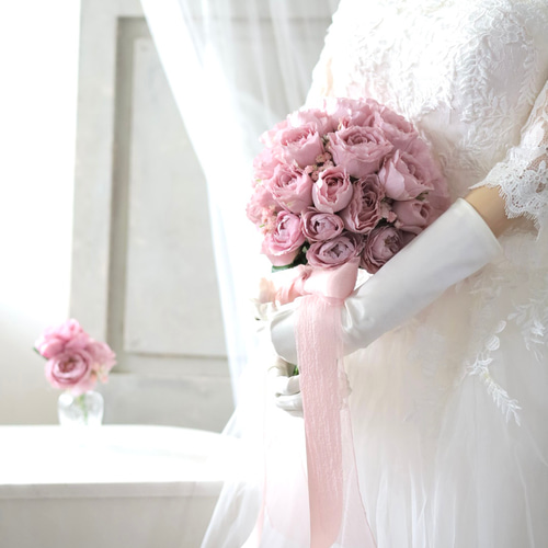 特別価格！ローズシュクレブーケ ウェディングブーケ ブートニアセット