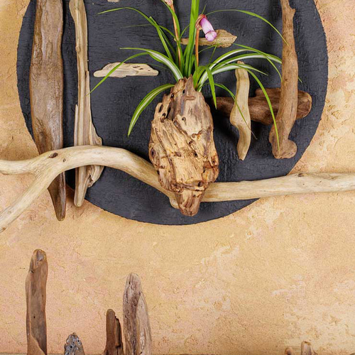 流木アート 流木で描く山水画（M size）流木アート、壁装飾、円形 ＃5 絵画 金澤