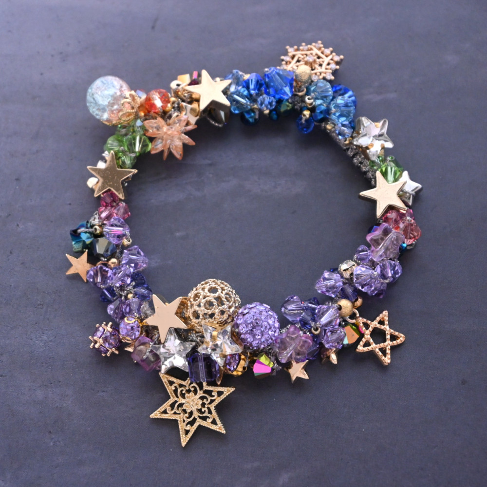 煌めく夜空 ビジュー シュシュ＊ブレスレット