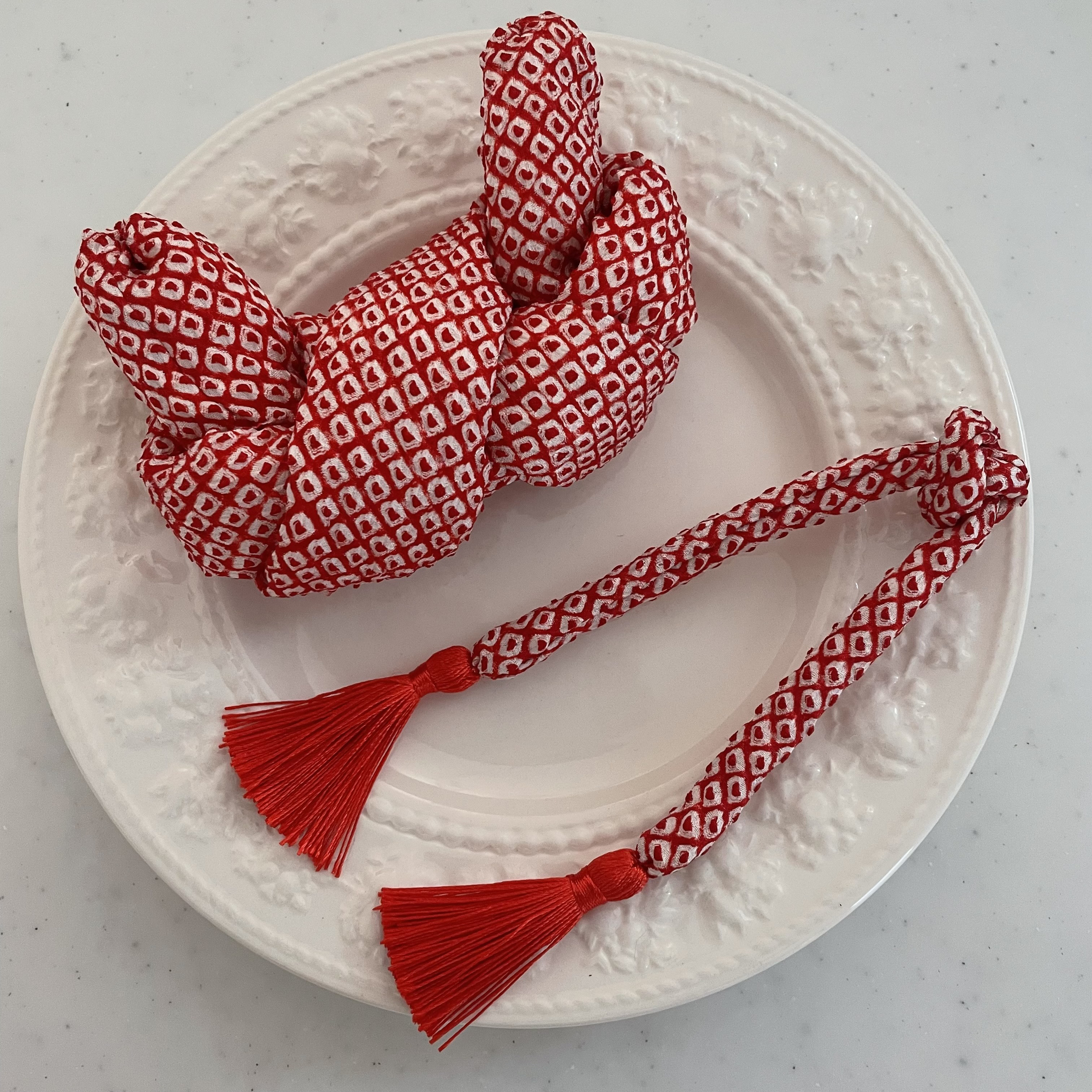 七五三 髪飾り かのこ ちんころセット 赤色 総絞り ヘッドドレス