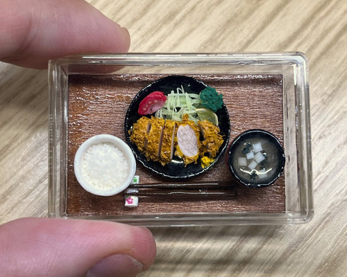 とんかつ定食 ミニチュアフード 1/12サイズ その他置物 はっさく工房