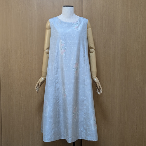 SOLD 着物リメイク ワンピース 白大島 M〜L ワンピース さらあお 通販