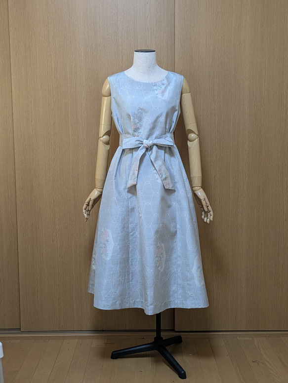 SOLD 着物リメイク ワンピース 白大島 M〜L ワンピース さらあお 通販