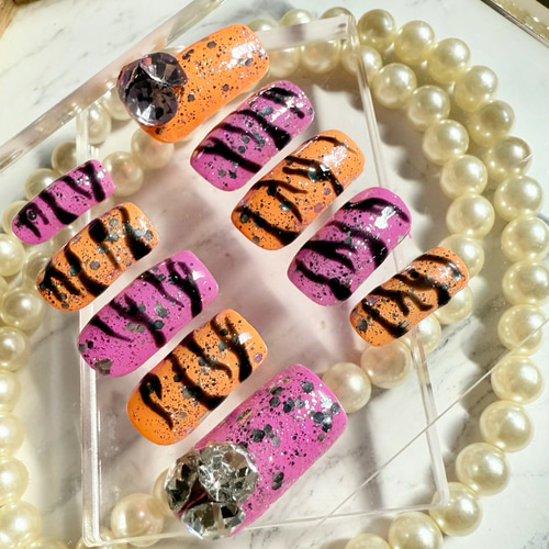 ネイルチップ ゼブラ柄ネイル ギャルネイル ネイルチップ（つけ爪