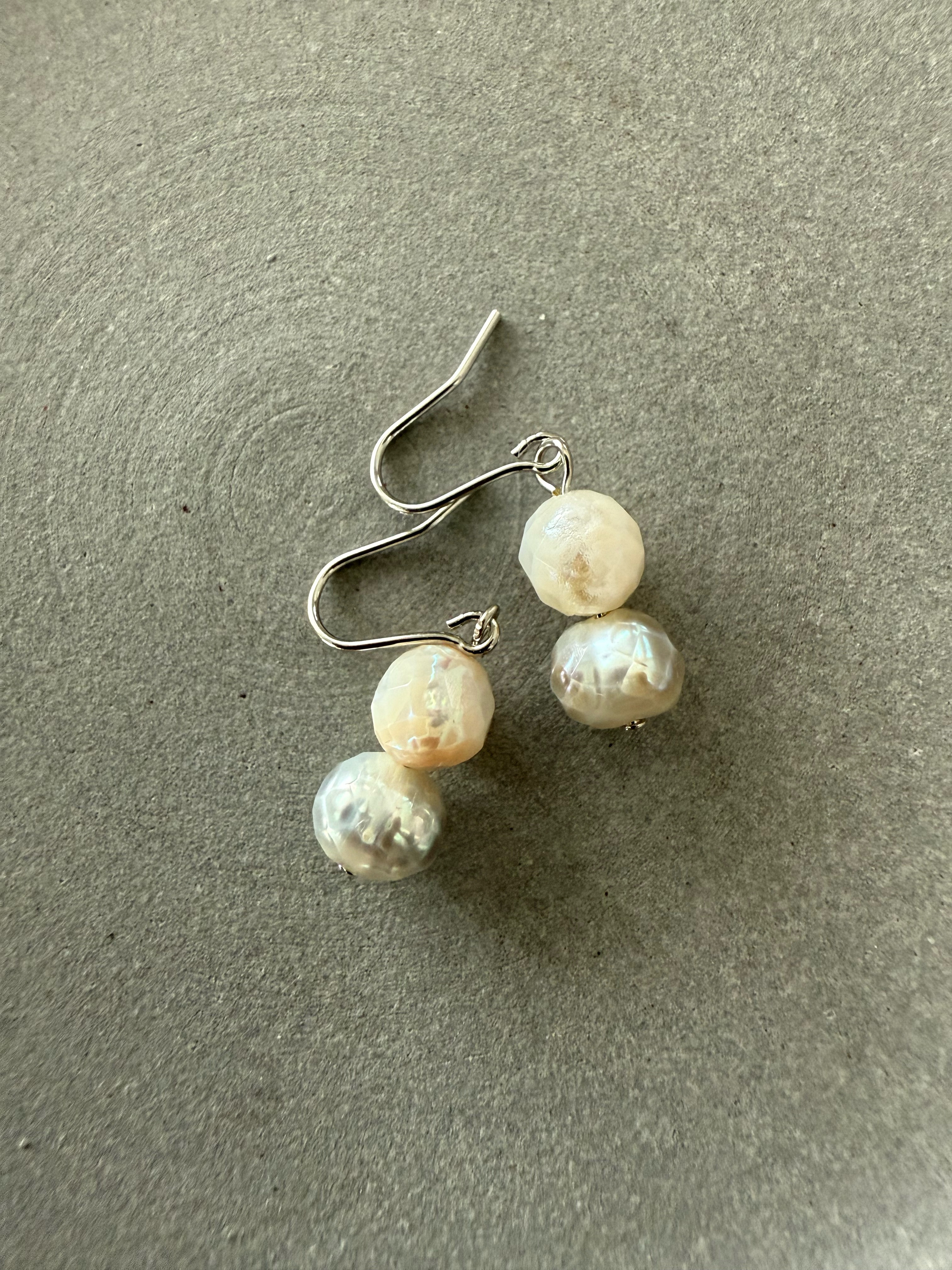 ダブルカット淡水パール♚ピアス/ノンホールピアス