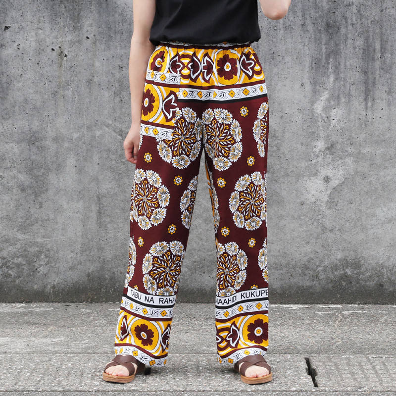 カンガのイージーパンツ（ ストレートシルエット ）アフリカ布パンツ カンガパンツ
