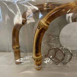 バンブー持ち手　15.5×11cm　　2個セット 　シルバー 3枚目の画像