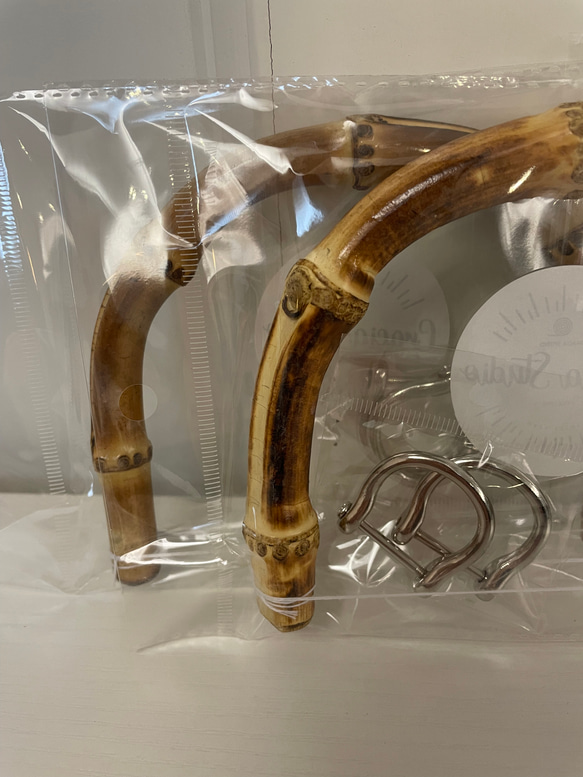 バンブー持ち手　15.5×11cm　　2個セット 　シルバー 3枚目の画像