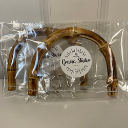 バンブー持ち手　15.5×11cm　　2個セット 　シルバー 2枚目の画像