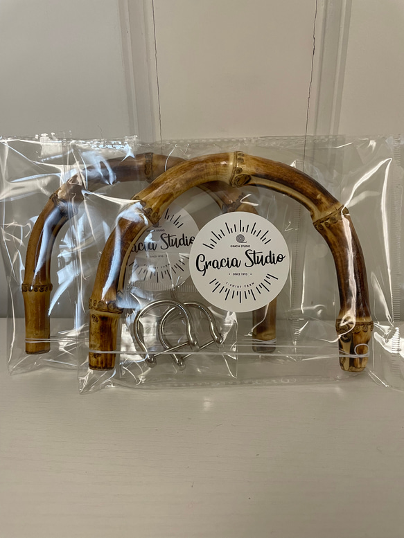 バンブー持ち手　15.5×11cm　　2個セット 　シルバー 2枚目の画像