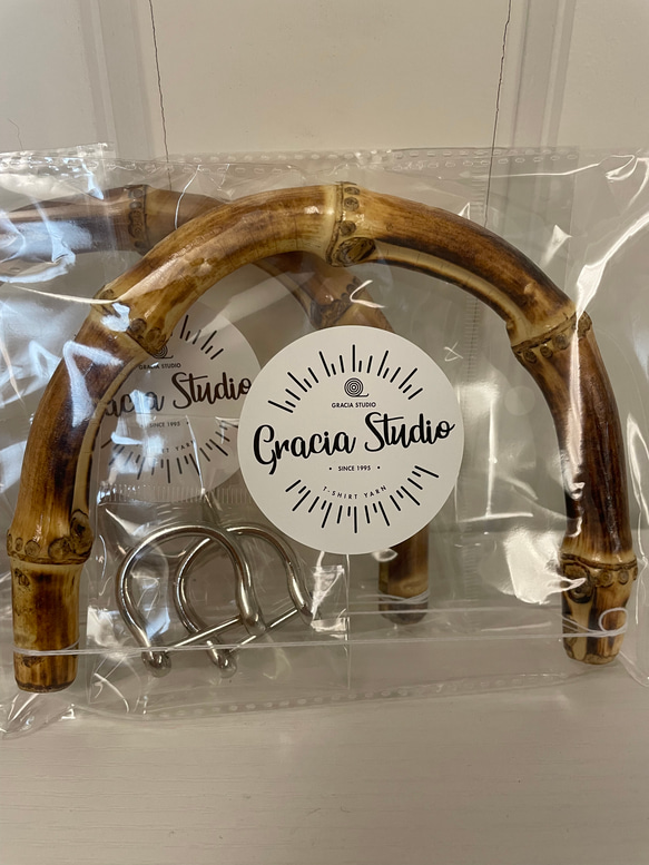 バンブー持ち手　15.5×11cm　　2個セット 　シルバー 1枚目の画像