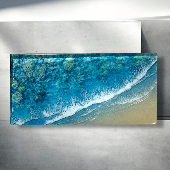 『沖縄の海を感じる』ウミガメが泳ぐ離島の海・オーシャンレジンアート／立体アート 沖縄の海を感じる』ウミガメが泳ぐ離島の海・オーシャンレジン