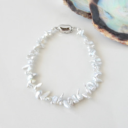 〖稀少/1点限定〗アコヤケシパール（ライトグレー）ブレスレット 【1745】 1枚目の画像