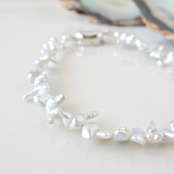 〖稀少/1点限定〗アコヤケシパール（ライトグレー）ブレスレット 【1745】 8枚目の画像