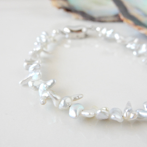 〖稀少/1点限定〗アコヤケシパール（ライトグレー）ブレスレット 【1745】 8枚目の画像