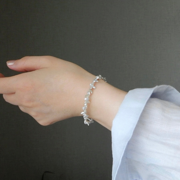 〖稀少/1点限定〗アコヤケシパール（ライトグレー）ブレスレット 【1745】 5枚目の画像