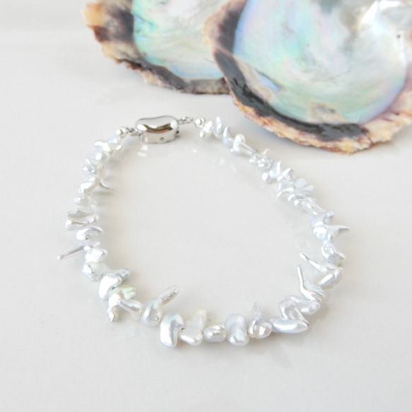 〖稀少/1点限定〗アコヤケシパール（ライトグレー）ブレスレット 【1745】 7枚目の画像