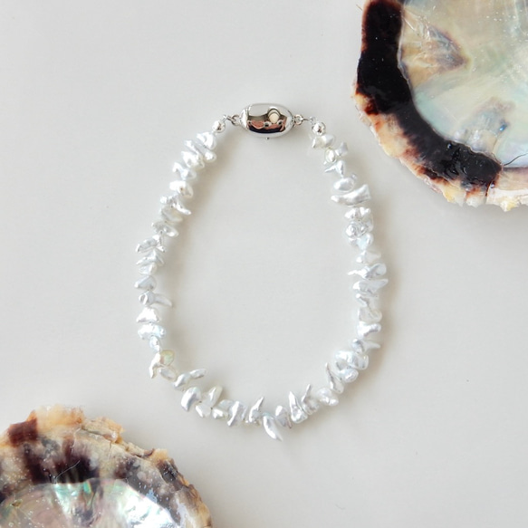 〖稀少/1点限定〗アコヤケシパール（ライトグレー）ブレスレット 【1745】 9枚目の画像