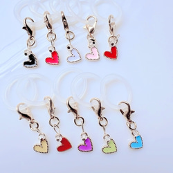 ♥️可愛く快適に！自分だけの目印、アンブレラマーカー・マスクチャーム・ペットボトルマーカー！スワロ付ハートのチャーム♡ 2枚目の画像