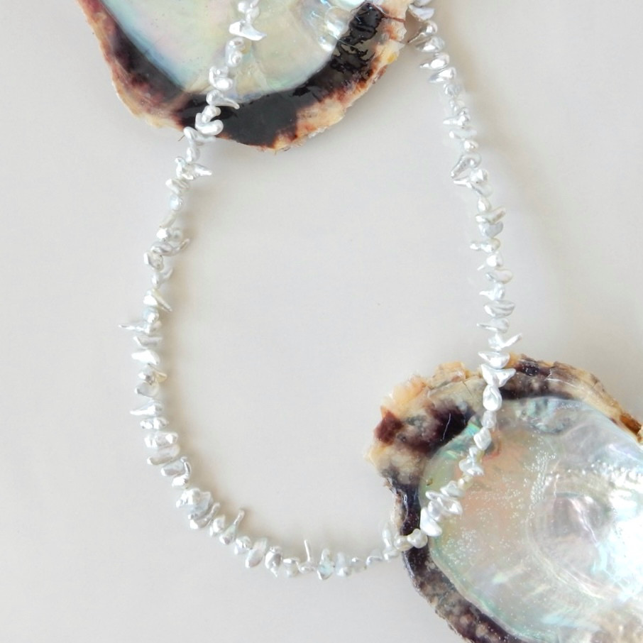 〖稀少/1点限定〗アコヤケシパール（ライトグレー）ネックレス【1747】