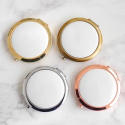 コンパクトミラーシルバー土台2個セット レジン・樹脂