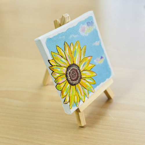 10cm】ひまわり 向日葵 キャンバスアート カラフル アクリル