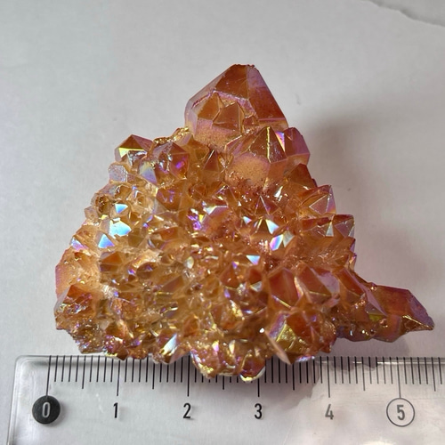 七色の夢໒꒱✨　オレンジ　オーラ　水晶　ラフストーン　原石　クラスター 七色の夢໒꒱✨ オレンジ オーラ 水晶 ラフストーン 原石