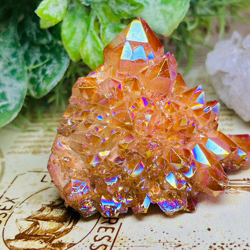 七色の夢໒꒱✨ オレンジ オーラ 水晶 ラフストーン 原石 クラスター