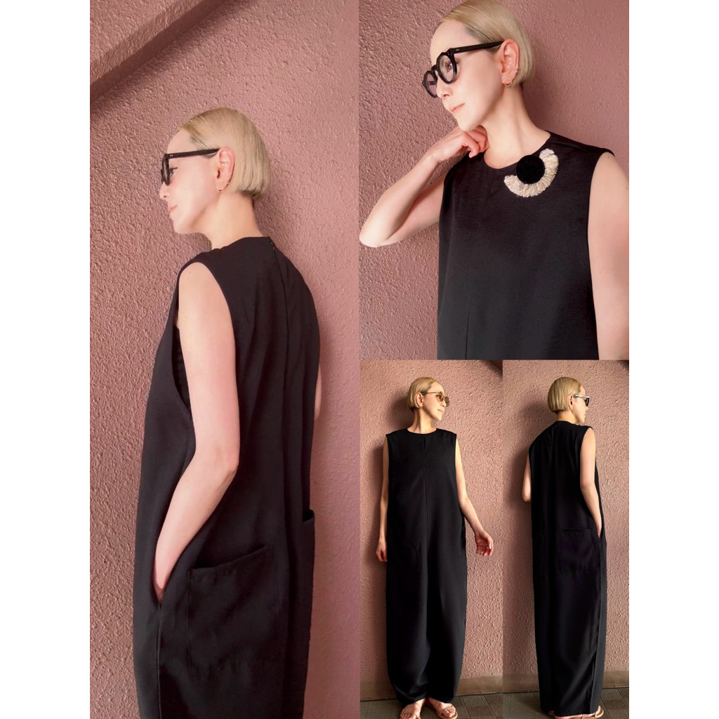 長さとサイズ選べる❣️春夏UVカット＆防シワ❤️全方向から理想のカタチ❤️大人の細見えジャンパーパンツ❤️BLACK