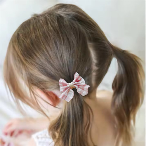 ❁プリーツチェックリボン❁ ベビーヘアピン　ベビーヘアクリップ　ベビーヘアゴム フリルチェックリボン♡ベビーヘアクリップ 赤ちゃんヘアピン ヘア
