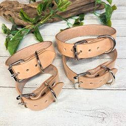 《高級ベンズ革使用》選べるサイズの本革犬・猫用首輪　(25㎜幅)　小型/中型/大型　【ヌメ】 3枚目の画像