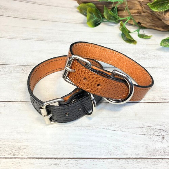 《名前入れ可能！》選べるサイズの本革犬・猫用首輪　(25㎜幅)　小型/中型/大型　【ドラーロ】 3枚目の画像