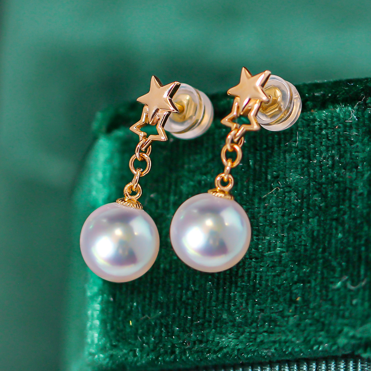 【ラコルセア】スターモデル 日本製 7-10号 アコヤ 天然海水真珠 ピアス イヤリング 18Kゴールド 女神級 強光
