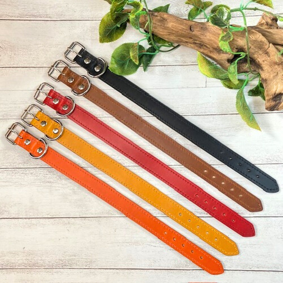 《名前入れ可能！》選べるサイズの本革犬・猫用首輪　(25㎜幅)　小型/中型/大型　【ブッテーロ】 4枚目の画像