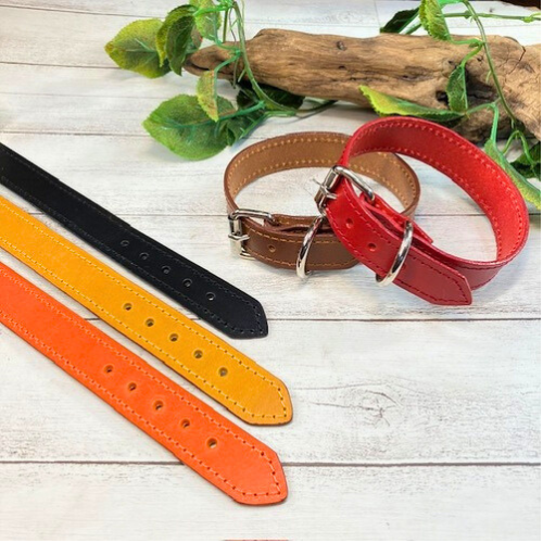 《名前入れ可能！》選べるサイズの本革犬・猫用首輪　(25㎜幅)　小型/中型/大型　【ブッテーロ】