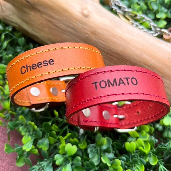 《名前入れ可能！》選べるサイズの本革犬・猫用首輪　(25㎜幅)　小型/中型/大型　【ブッテーロ】 15枚目の画像