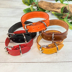 《名前入れ可能！》選べるサイズの本革犬・猫用首輪　(25㎜幅)　小型/中型/大型　【ブッテーロ】 2枚目の画像