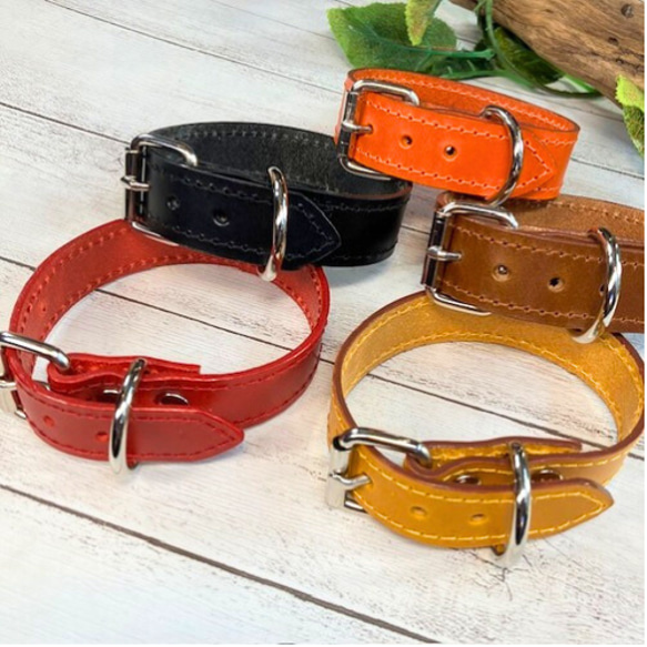《名前入れ可能！》選べるサイズの本革犬・猫用首輪　(25㎜幅)　小型/中型/大型　【ブッテーロ】 3枚目の画像