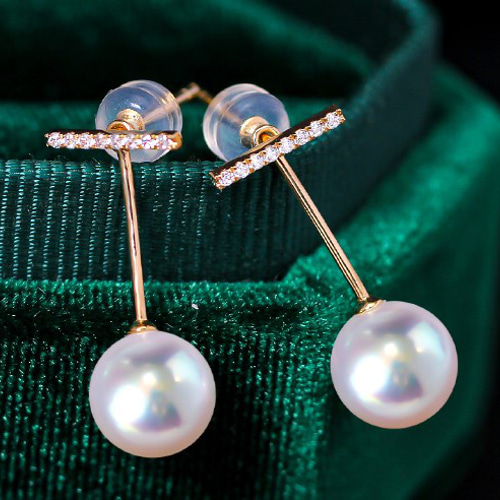 ブレスレット、リング、イヤリング La Corser】2ピースバランスビームT字型日本製7-10アコヤ海水真珠