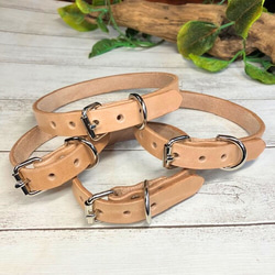 《高級ベンズ革使用》選べるサイズの本革犬・猫用首輪　(15㎜幅)　小型/中型/大型　【ヌメ】 2枚目の画像