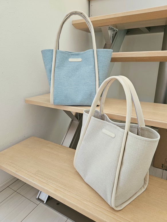 新色日本製　どこのお店でも出逢えない❗撥水性抜群の生地と姫路レザーのトートバッグ　超軽量 3枚目の画像